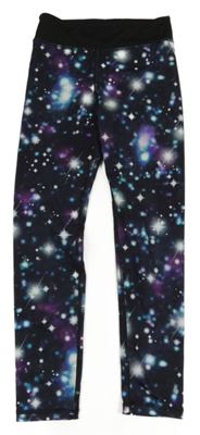 Černo-modro-růžové hvězdičkované sportovní legíny H&M