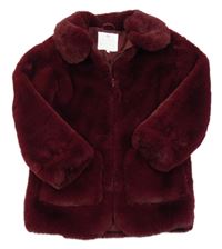 Vínový kožešinový podšitý kabát F&F