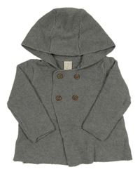 Sivý prepínaci sveter s kapucňou