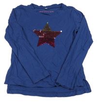 Tmavomodré triko s hvězdou z flitrů Pocopiano