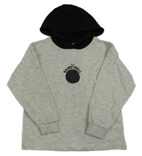 Svetlosivá melírovaná mikina s loptou a kapucňou Kiabi