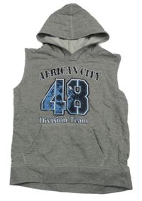 Sivá tepláková vesta s číslom a kapucňou Berti