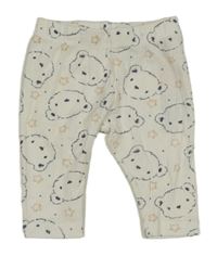 Biele legíny s medveďmi a hviezdami so cute