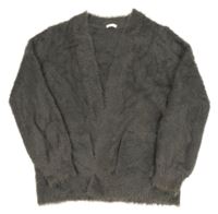Sivý trblietavý chlpatý svetrový cardigan Next