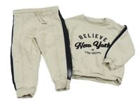 2set- béžovo-černá mikina s nápisem+ tepláky F&F