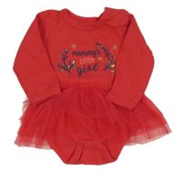 Tmavorůžové body s nápisem a tylovou sukní 