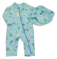 2 Set - Mátovo-modrý UV overal s želvami M&S