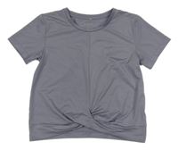 Modrošedé športové tričko s řasením H&M