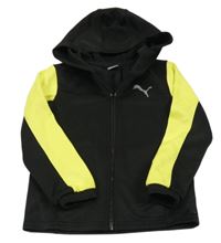 Černo-žlutá propínací thermo mikina s logem a kapucí Puma