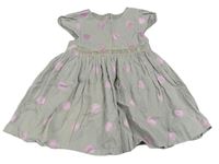 Béžové plátěné šaty s růžovými puntíky Mothercare