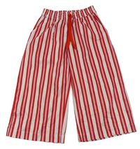Červeno-biele pruhované culottes nohavice