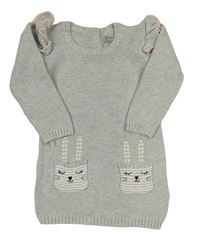 Sivé pletené šaty s volánikmi a zajačikmi Primark