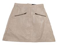 Svetloružová koženková sukňa so zipy Firetrap