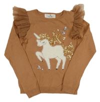 Staroružový sveter s jednorožcom a volánikmi H&M