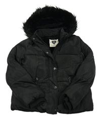 Černá šusťáková zimní bunda s kapucí F&F