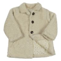 Smetanový huňatý zateplený kabát Next