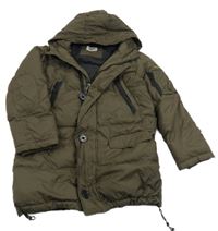 Hnědá šusťáková zimní bunda s kapucí 