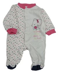 Bílo-růžový overal s puntíky a slonem C&A