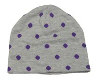 Šedo-fialová puntíkatá čepice 