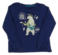 Tmavomodré pyžamové triko s medvědem 