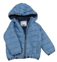 Modrá šusťáková prošívaná zateplená bunda s kapucí C&A