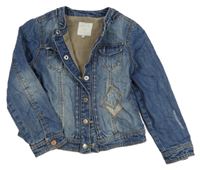 Modrá rifľová jarná bunda s prošoupábním a nášivkou Mayoral