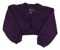 Fialové třpytivé pletené propínací bolérko