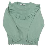 Zelený ľahký sveter s volánikmi V by Very