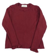 Vínový rebrovaný sveter H&M