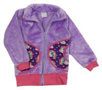 Lila plyšová prepínaci mikina s duhami