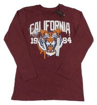 Nové - Vínové triko s tygrem Dunnes