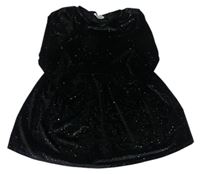 Čierne trblietavé zamatové šaty Matalan