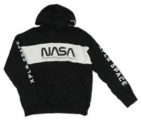 Černo-bílá mikina s logem NASA a kapucí H&M