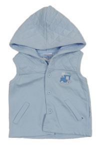 Svetlomodrá tepláková vesta s lokomotivou a kapucňou