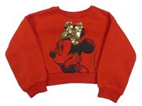 Červená crop mikina s Minnií Disney