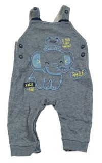 Tmavomodro-bílé melírované laclové tepláky se slonem George 