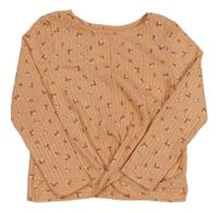 Oranžový rebrovaný ľahký sveter s překřížením