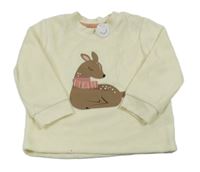 Nové - Smotanová plyšová mikina so srnkou Topomini