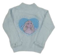 Světlemodrý chlupatý svetr s Elsou C&A