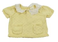 Žlté úpletové tričko s volánikmi Next