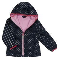 Tmavomodro-růžová softshellová bunda s puntíky a kapucí Name it