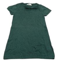 Tmavozelené trblietavé pletené šaty H&M