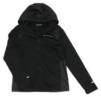 Černo-šedá sportovní propínací mikina s logem a kapucí Monterrain