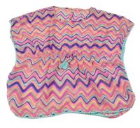 Ružovo-farebná vzorovaná šifónová plážová tunika