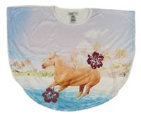 Lila-modro-bílé tričkové pončo s koníkem Infinity 