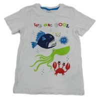 Bílé tričko s mořskými živočichy Cool Club 