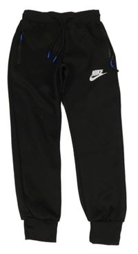 Černé sportovní cuff kalhoty s logem Nike 