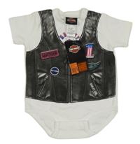 Nové - Bílé body s tištěnou vestou Harley Davidson