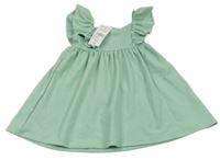 Nové - Svetlozelené rebrované šaty s volánikmi F&F