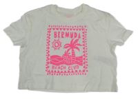 Biele crop tričko s palmami Primark